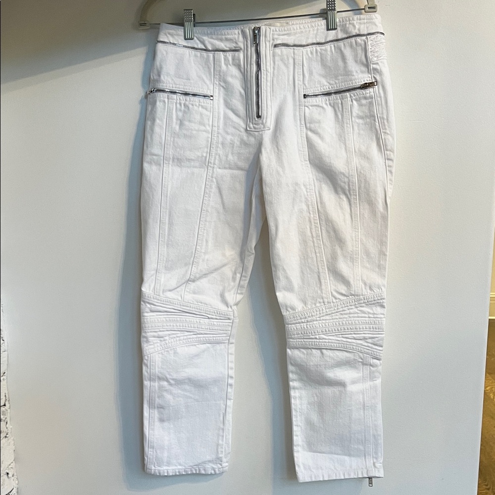 Isabel Marant White Skinny  motorcycle Jeans